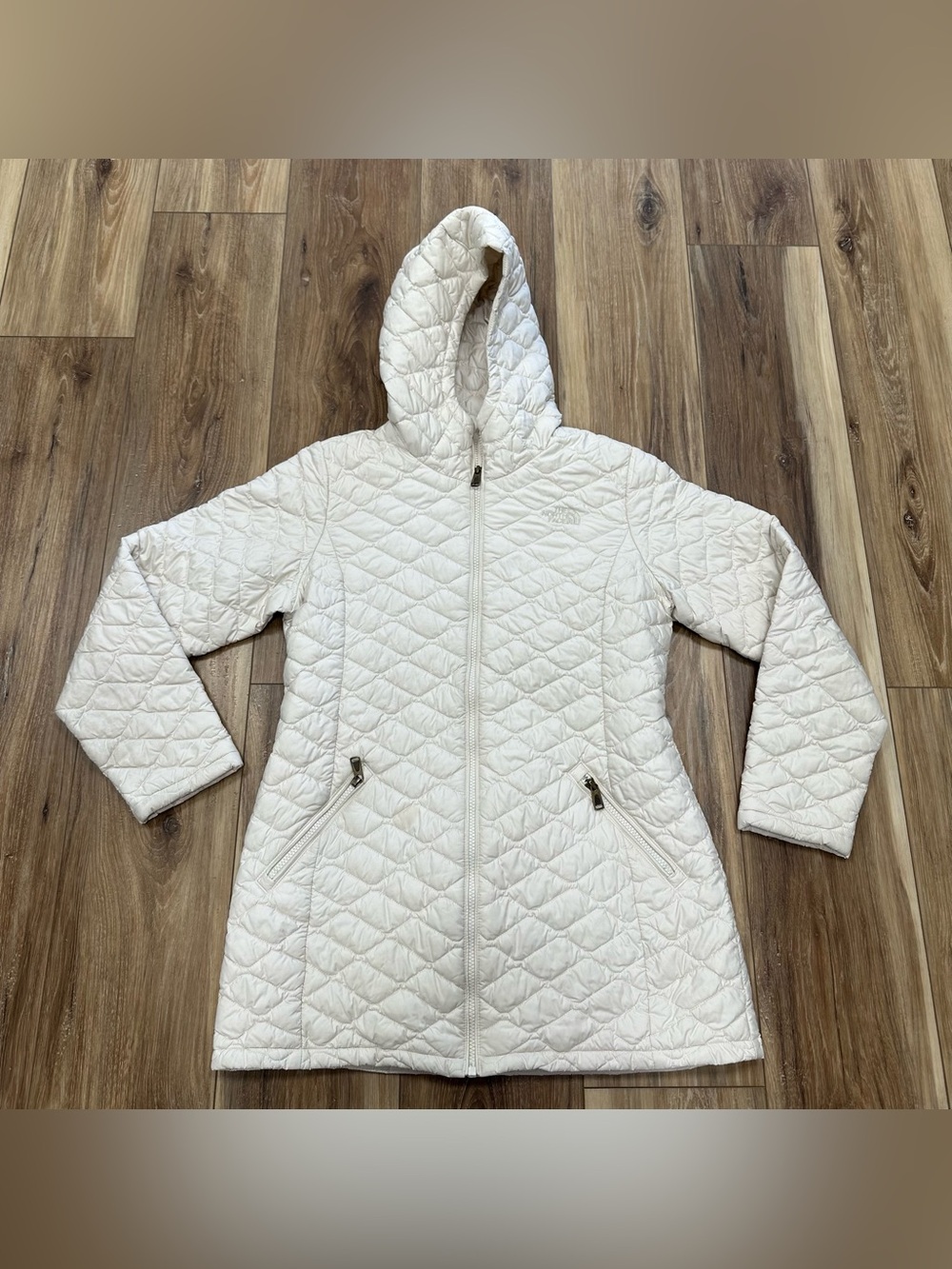 The North Face Thermoball Quilted Hooded Jacket Coat, White, Youth Girls XL
